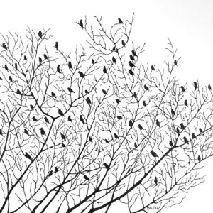 Pen & Ink, animals, Nature, Tree, Leaves