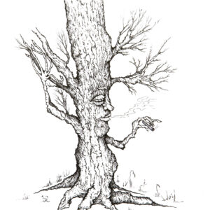 Pen & ink, nature, tree, fantasy, face, ent, spirit, cigar, profile, smoke, smoking