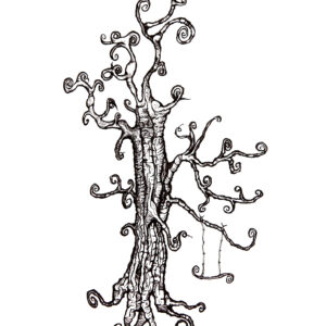 Pen & ink, nature, tree, tree swing